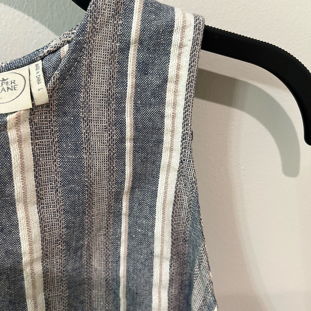 Paper Crane Blue and White Striped Tank Top - Picture 3 of 4
